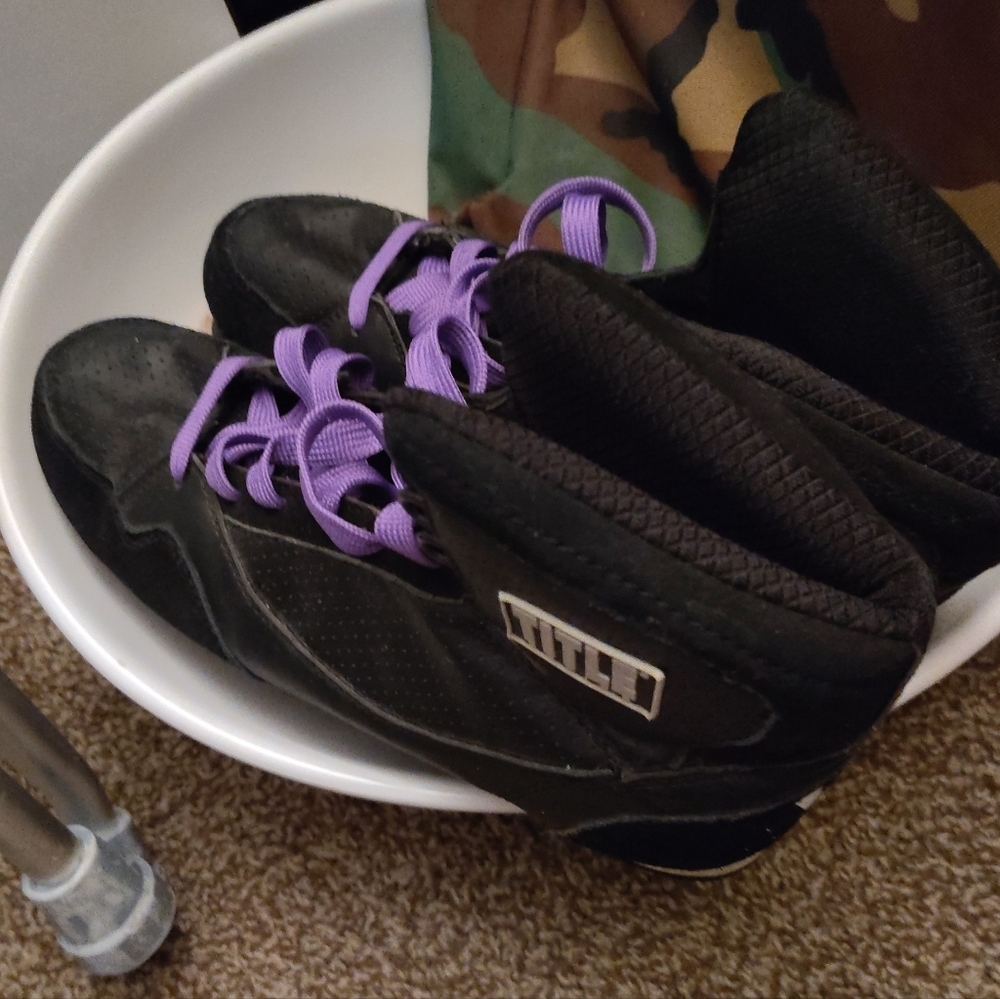 Title Boxing Black Shoes with Purple Laces